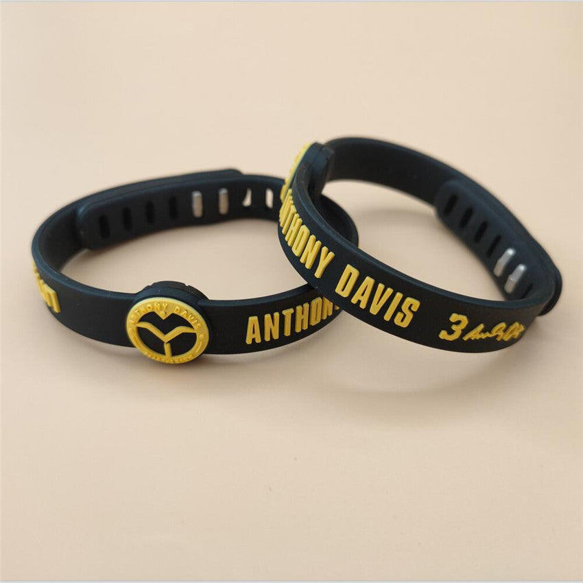 Team Star Lakers Warrior Knight Kobe Curry James Basketball Bracelet - Davis New (Lakers No. 3) Black MegaBDM