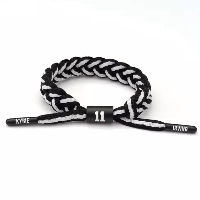 Women's Strap Basketball Shoelace Trendy Fashion Sports Wristband Star Male Curry Bracelets - Owen Basketable Nets Team Black and White MegaBDM