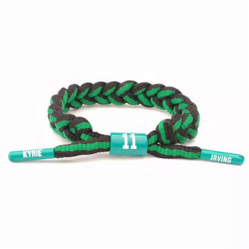 Women's Strap Basketball Shoelace Trendy Fashion Sports Wristband Star Male Curry Bracelets - Owen Black and Green MegaBDM