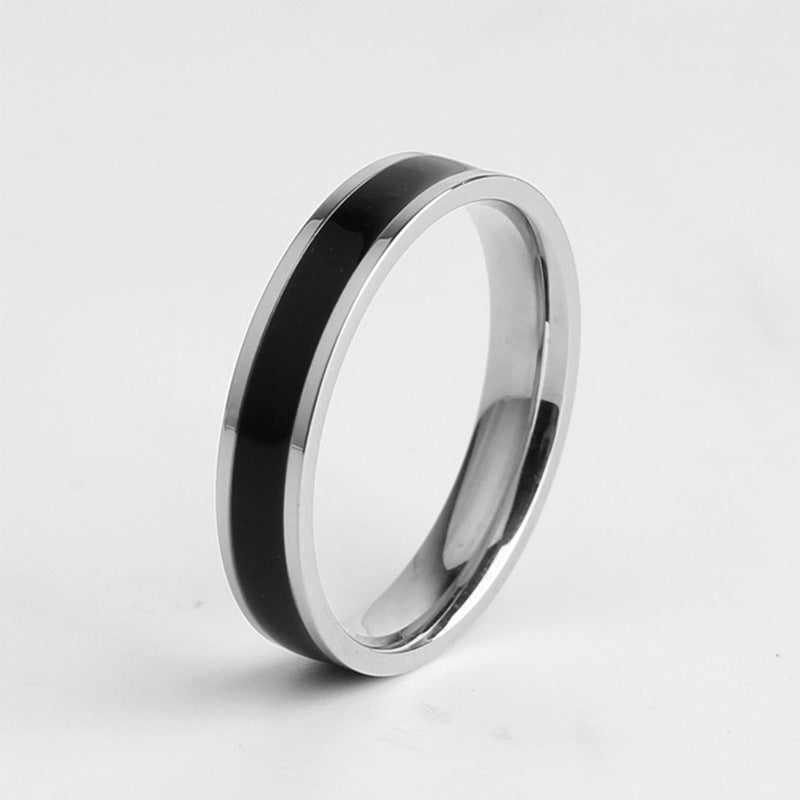 Fashion Personality Black White Epoxy Cold Wind Index Finger Female Ring - Silver US Code-Black / No. 10 MegaBDM