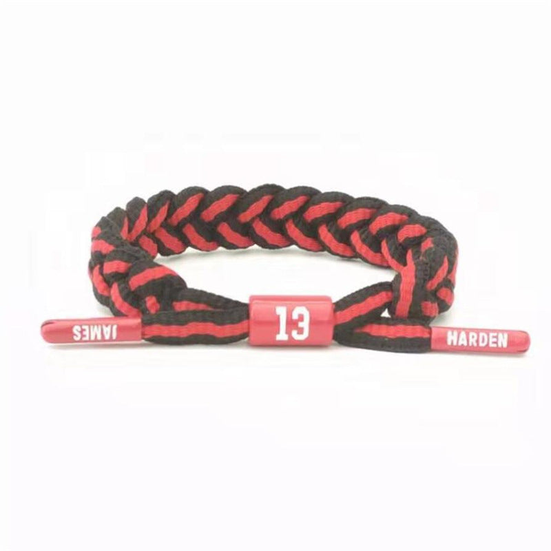 Women's Strap Basketball Shoelace Trendy Fashion Sports Wristband Star Male Curry Bracelets - Harden Black and Red MegaBDM