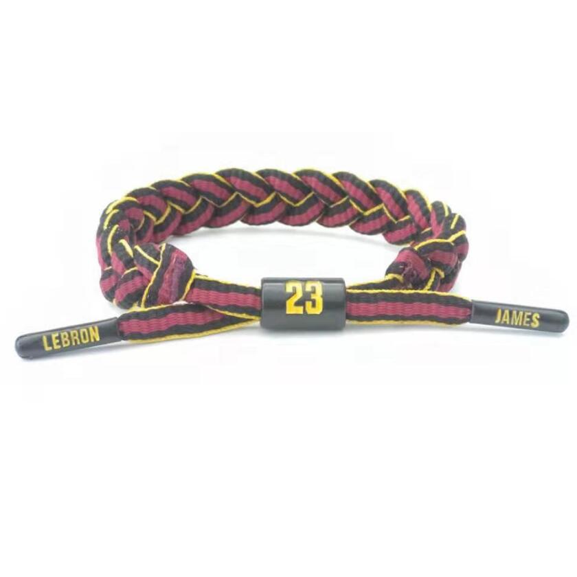Women's Strap Basketball Shoelace Trendy Fashion Sports Wristband Star Male Curry Bracelets - James Black and Red MegaBDM