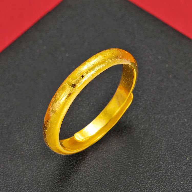 Women's Great Wall Pattern Vietnam Placer Gold Ring - Love Style MegaBDM