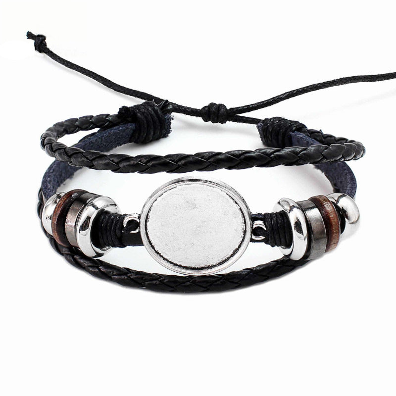 Women's & Men's Alloy Beads Handmade Woven Leather String Bracelet - D0009 MegaBDM