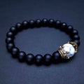 Men's Listed Charm Fashion Crown Tigereye Beaded Bracelet - Frosted/Imported White-Barked Pine MegaBDM