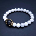 Men's Listed Charm Fashion Crown Tigereye Beaded Bracelet - Imported White-Barked Pine/Matte MegaBDM