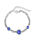 Love Heart Shape Peach Crystal Diamond Bracelets - Blue MegaBDM