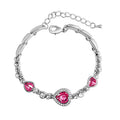 Love Heart Shape Peach Crystal Diamond Bracelets - Rose Red MegaBDM