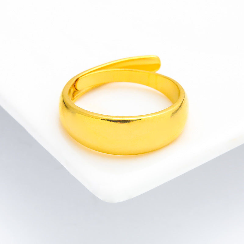 Women's & Men's Thickened Glossy Couple Fashion Simple Imitation Ring - Thickened Men's Glossy Ring / Adjustable Opening MegaBDM