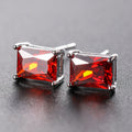 Color Zircon Korean Style Fashion Popular Rectangular Stud Earrings - ES5 * 7 (White K Red) MegaBDM