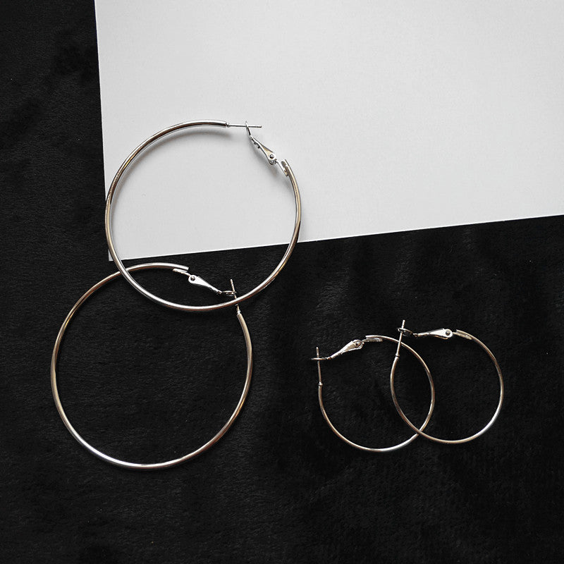 Style Street Shot Oversized Round Circle Eardrop Stud Earrings MegaBDM