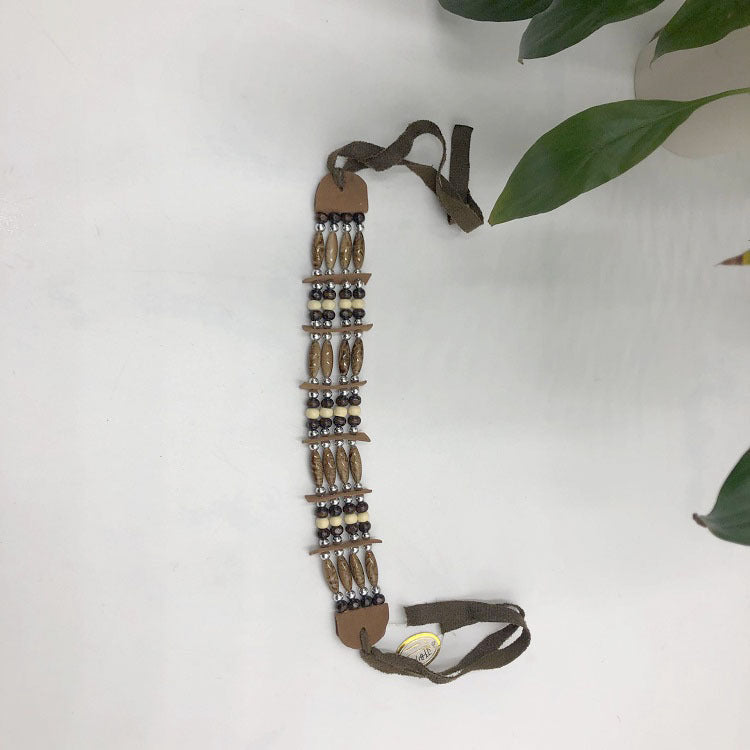 Women's Bohemian Indian Adult Primary Color Wooden Necklace - Khaki MegaBDM