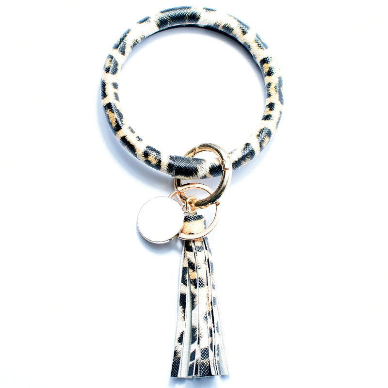 Christmas Pure Leather Key Creative Chain Bracelet - Claret Leopard Print MegaBDM