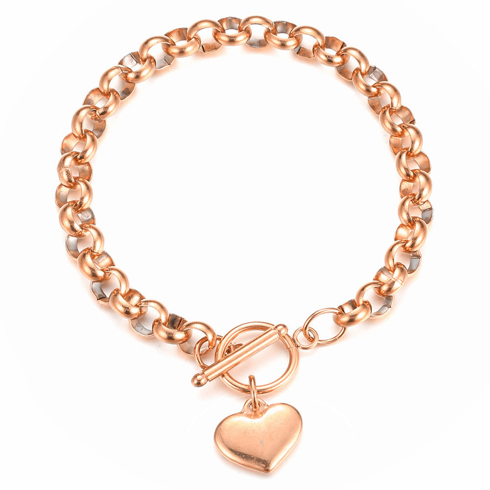 Women's Stainless Steel Heart Gold Plated Environmentally Bracelet - Dzg656 Rose Gold MegaBDM