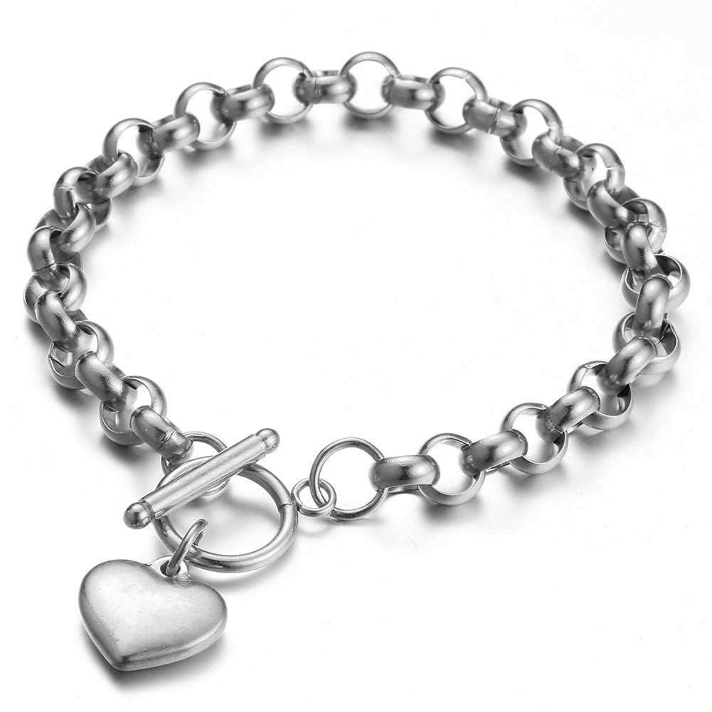 Women's Stainless Steel Heart Gold Plated Environmentally Bracelet - Dzg656 Steel Color MegaBDM