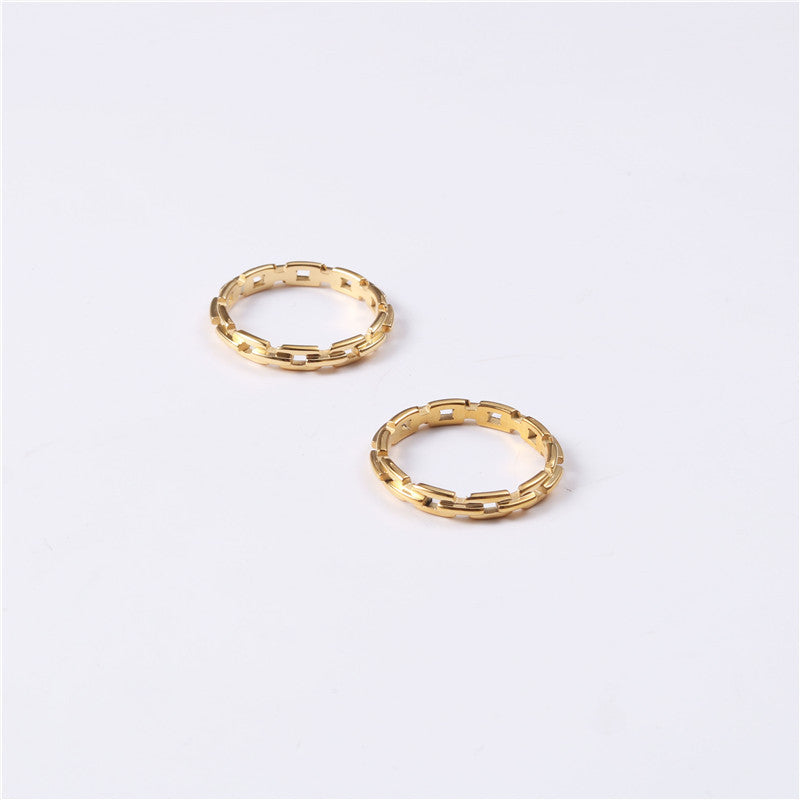 Simple Graceful Gold Personality Chain Female Ring - Steel Color No. 8 A66 MegaBDM