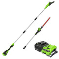 24V 10" Cordless Battery Polesaw and Pole Hedge Trimmer Combo Kit, 4Ah USB Battery and Charger MegaBDM