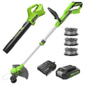 24V 12" Cordless Battery String Trimmer/Edger and 320CFM Leaf Blower Combo Kit w/ 2.0Ah Battery and Charger MegaBDM