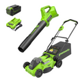40V 16" Cordless Battery Brushless Push Lawn Mower and 350 CFM Blower Combo Kit: 4.0 Ah Battery and Charger MegaBDM