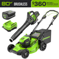 80V 21" Cordless Battery Self-Propelled Mower and Blower: 4.0 Ah Battery and Rapid Charger MegaBDM