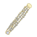Women's Color Optional Three-row Pearl Glass Magnetic Buckle Necklaces - Burnt Gold Light Gray Pearl (1-1f) MegaBDM