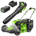 OPEN BOX 80V 21" Cordless Battery 4-in-1 Push Lawn Mower & 700CFM Blower Combo Kit w/ 5.0Ah Battery & 6A Charger MegaBDM