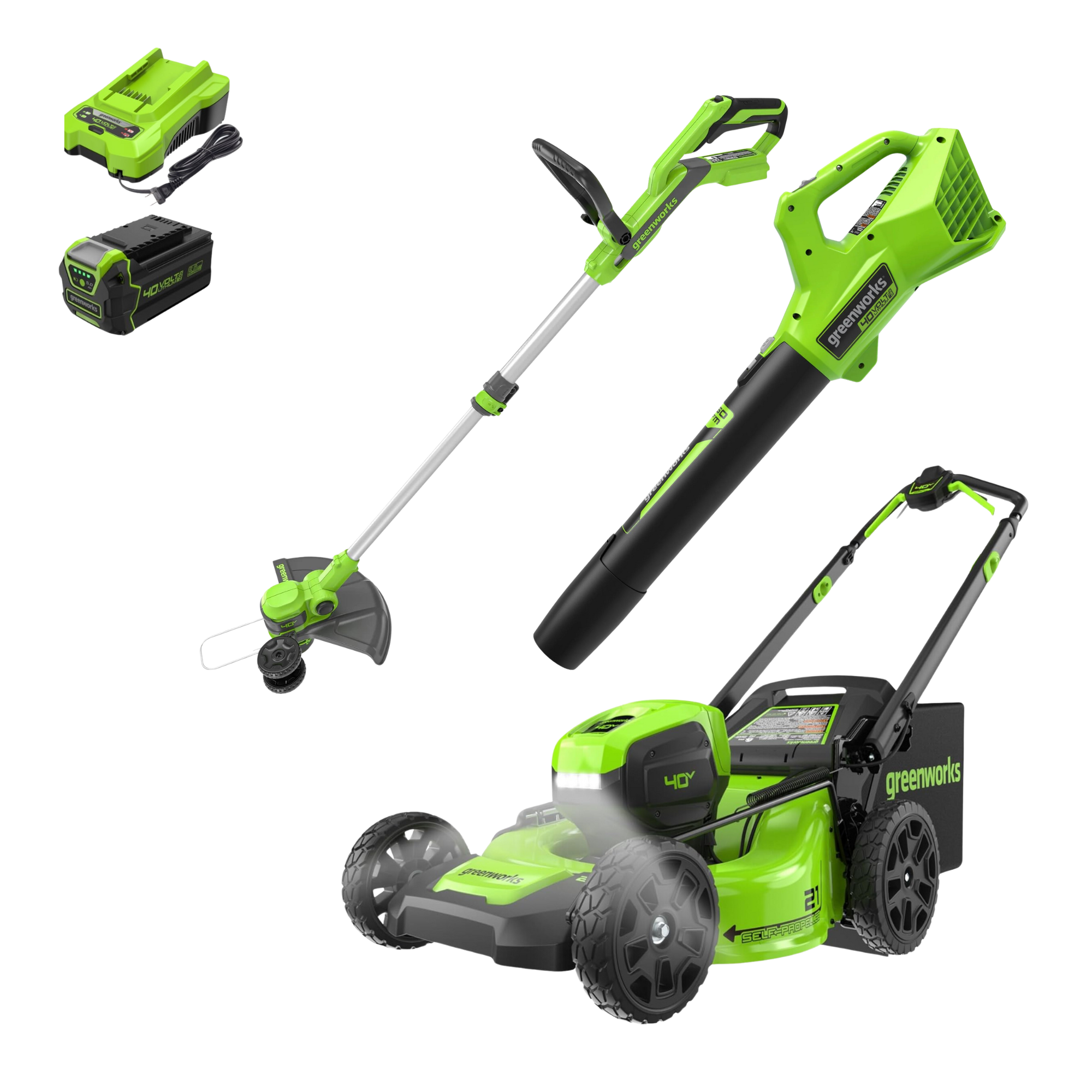 40V 21" Cordless Battery Self-Propelled Mower 3pc Combo Kit: 5.0 Ah Battery and Charger MegaBDM