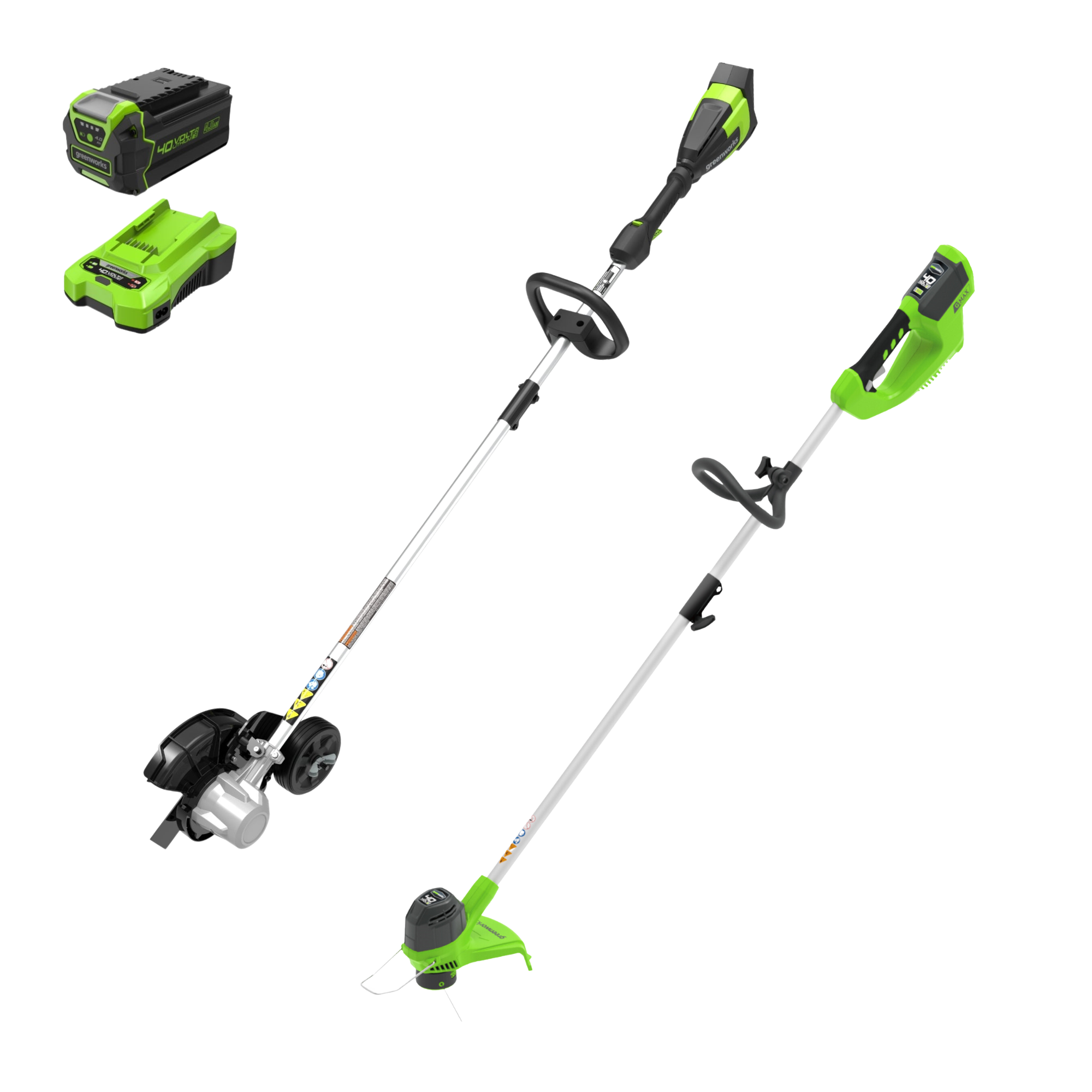 40V 8" Cordless Battery Edger and 12" String Trimmer Combo Kit w 4.0 Ah Battery and Charger MegaBDM