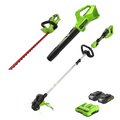 48V (24V x 2) 15" Cordless Battery TORQDRIVE String Trimmer Combo Kit, 24V 320 CFM Blower and 24V 22" Hedge Trimmer: (2) 2.0 Ah USB Batteries and Charger MegaBDM