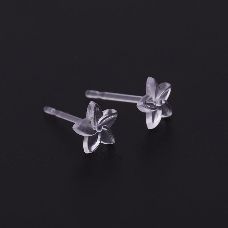 Women's Environmentally Friendly Fashion Simple Earings Invisible Stud Earrings - Plumeria Rubra Resin Stud Earrings/Mushroom Earplug MegaBDM