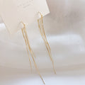 Women's Korean Style Siering Snake Bones Chain Tassel Long Clip Ear Line - Gold Snake Bones Chain Tassel Long MegaBDM