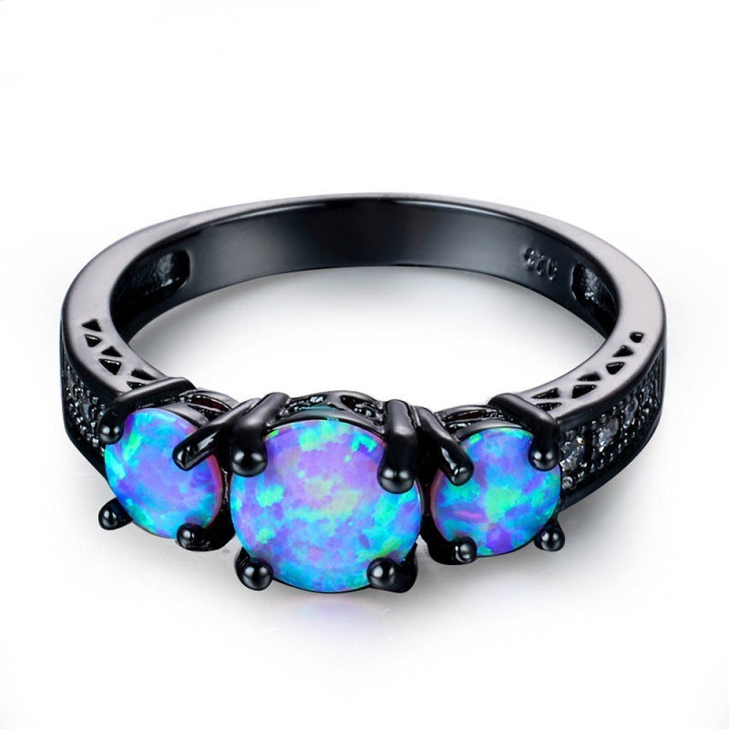 New Durable Fashion Opal Black Gold Rings MegaBDM
