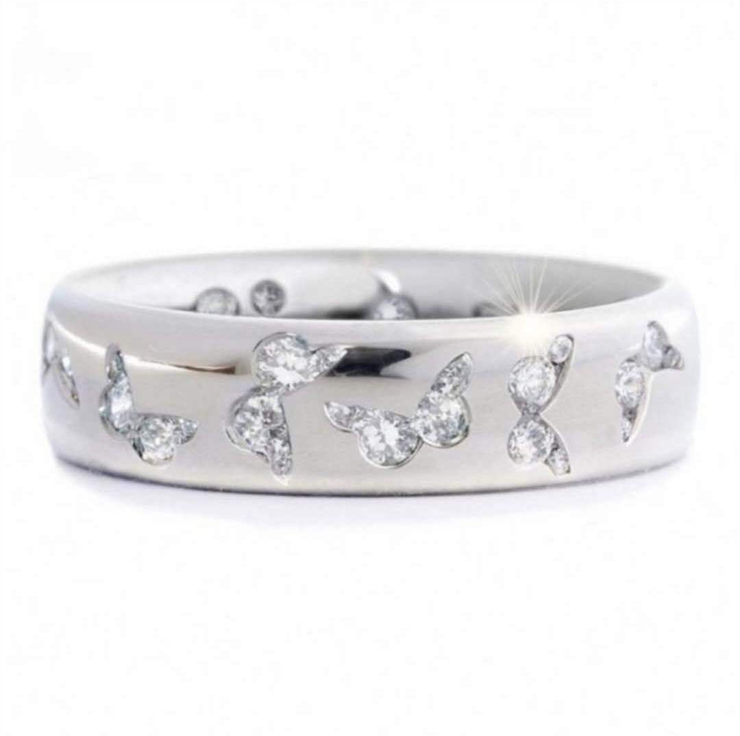 Ornament Exquisite Butterfly Inlaid Mixed Color Zircon Rings - Butterfly Ring-White Diamond / No. 8 MegaBDM