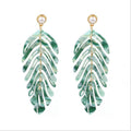 Personalized Design Trendy Fresh Simple Fashion Leaf Tassel Style Stud Earrings - Green MegaBDM