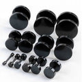 Women's & Men's Vacuum Electroplating Barbell Black Hip Hop Rock Round Hipster Dumbbell Stud Earrings MegaBDM