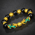 Vietnam Placer Gold Pi Obsidian Mantra Bracelets - Boy Meets Girl (12mm Obsidian Medium Temperature Sensitive ..) MegaBDM