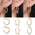 Texture Love Five-pointed Star Diamond Metal Earrings MegaBDM