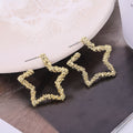 Texture Love Five-pointed Star Diamond Metal Earrings - Five-Pointed Star Golden A7418 MegaBDM