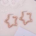 Texture Love Five-pointed Star Diamond Metal Earrings - Five-Pointed Star Rose Gold A7420 MegaBDM