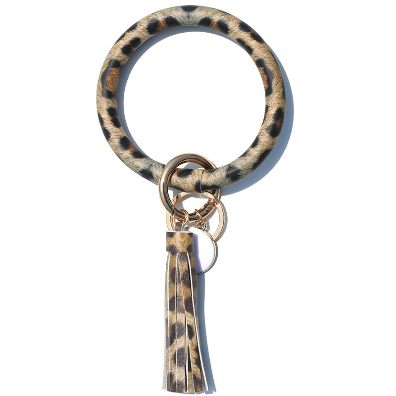 Christmas Pure Leather Key Creative Chain Bracelet - Yellow Leopard Print MegaBDM