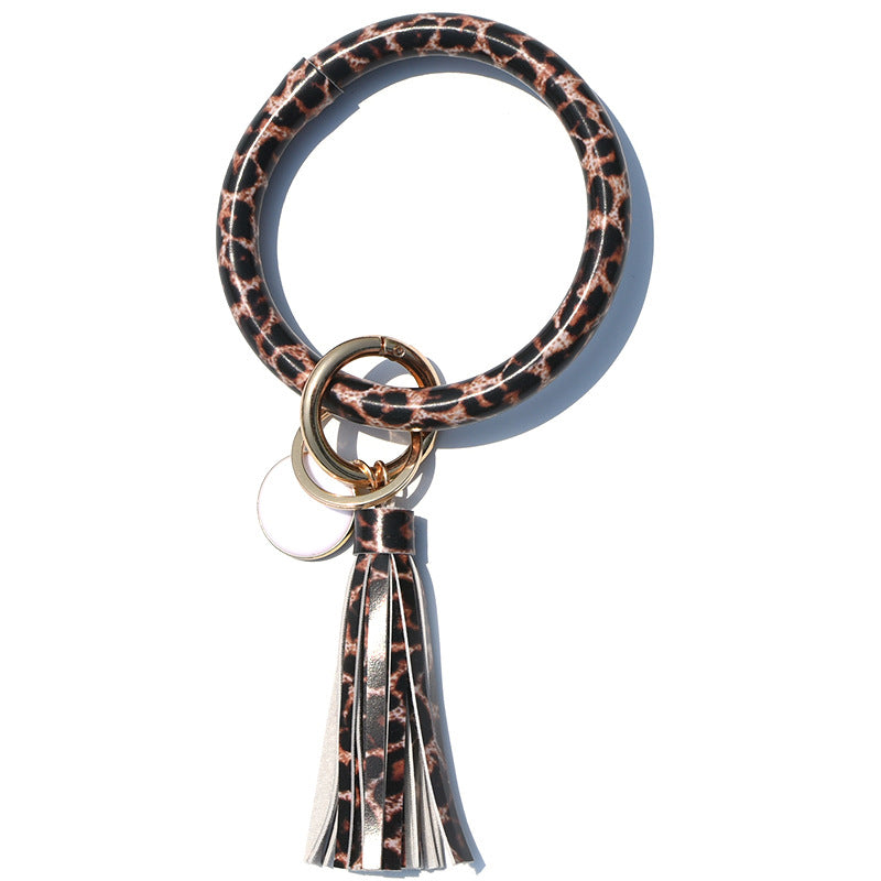 Christmas Pure Leather Key Creative Chain Bracelet - Reddish Brown Leopard Print MegaBDM