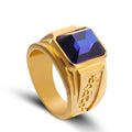 Men's Ornament Vintage Black Zircon Gold Rings - Ajz352 Blue / No. 6 MegaBDM