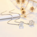 Women's Sterling Sier Plated Hollow Magic Cube Design Zircon Ear Line MegaBDM