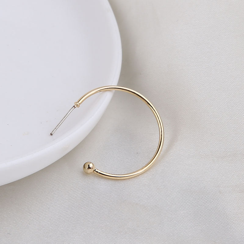 Real Gold Electroplated Sier Needle Simple Fashion Rings - 2# [25mm Ear Ring 1]] MegaBDM