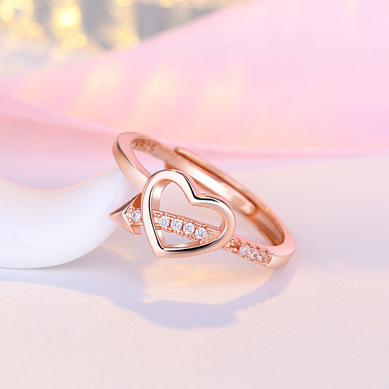 One Arrow Through Heart Creative Heart-shaped Female Tide Ring MegaBDM