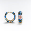 Ear Clip Colorful Flower Dripping Oil Earrings - Blue MegaBDM