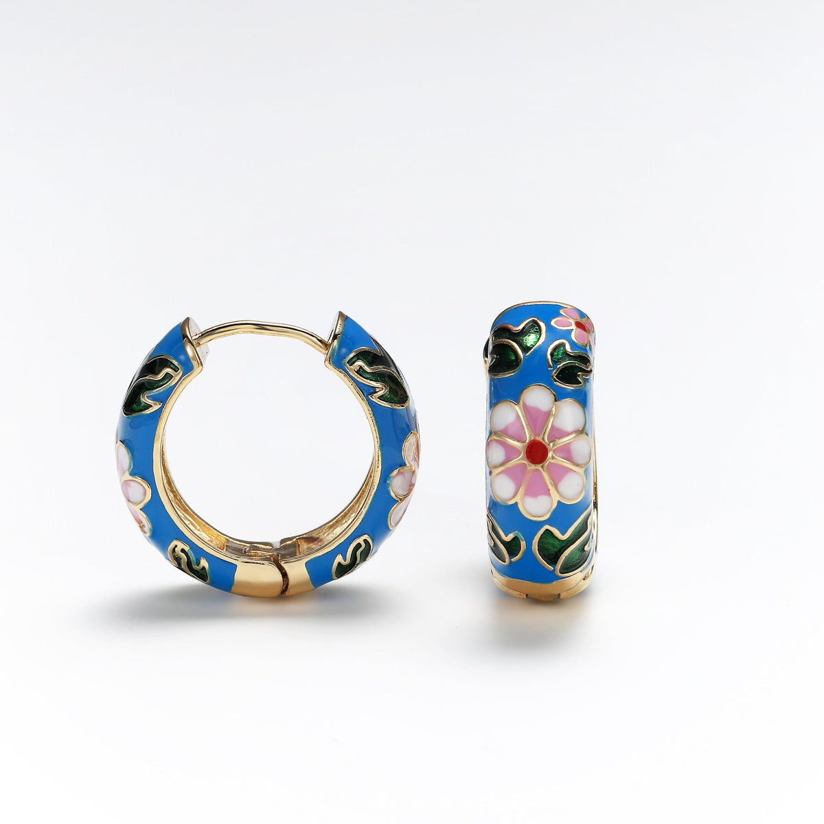 Ear Clip Colorful Flower Dripping Oil Earrings - Blue MegaBDM