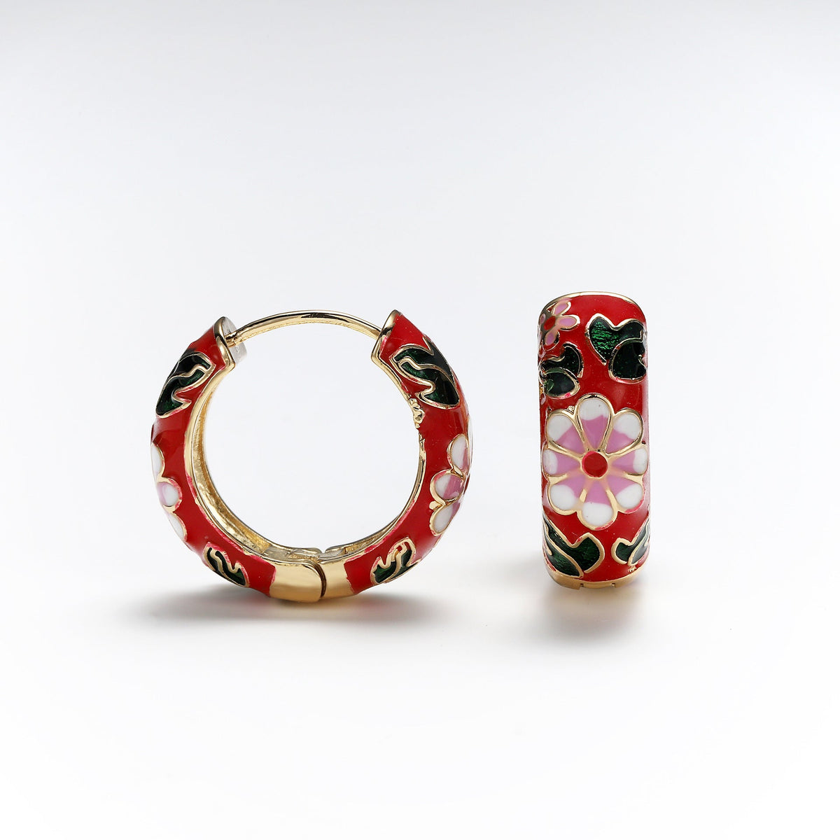 Ear Clip Colorful Flower Dripping Oil Earrings - Red MegaBDM
