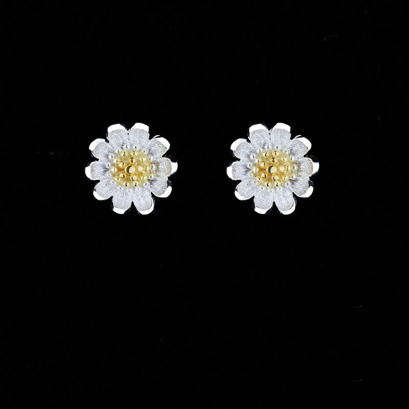 Women's Mori Sweet Sier Plated Daisy Cute Flowers Earrings MegaBDM