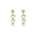 Women's Color Optional Three-row Pearl Glass Magnetic Buckle Necklaces - White Pearl Earrings Burning Gold MegaBDM